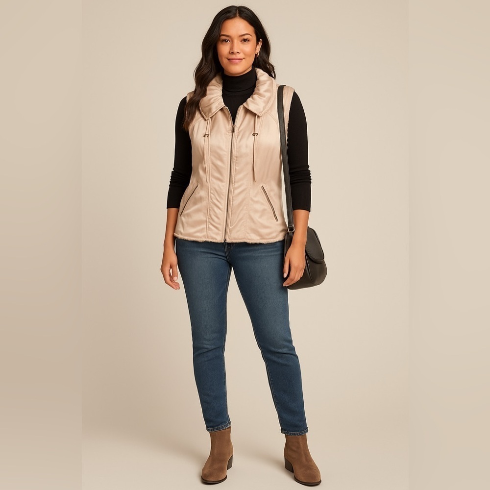 CAbi Shearling Lined CabinCore Adventure Ready Outdoor Vest Cozy Chic Layering - Picture 2 of 10